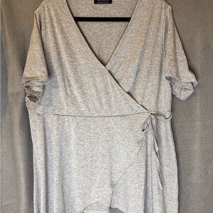 Gray Faux Wrap Top.  Like New Condition